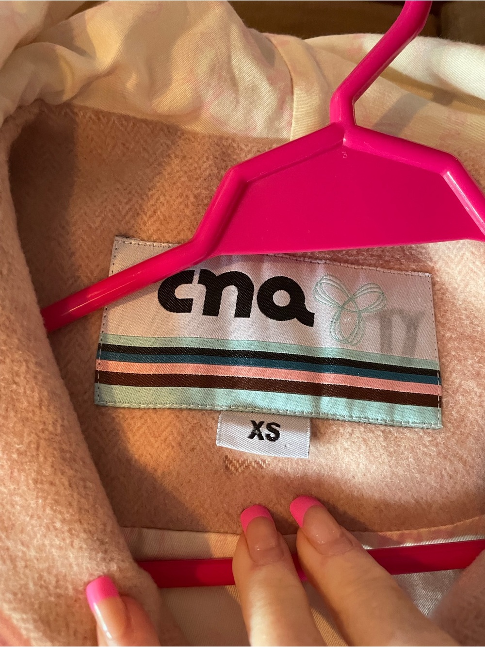 TNA Hooded Single-Breasted Pea Coat in Light Pink - Picture 2 of 2